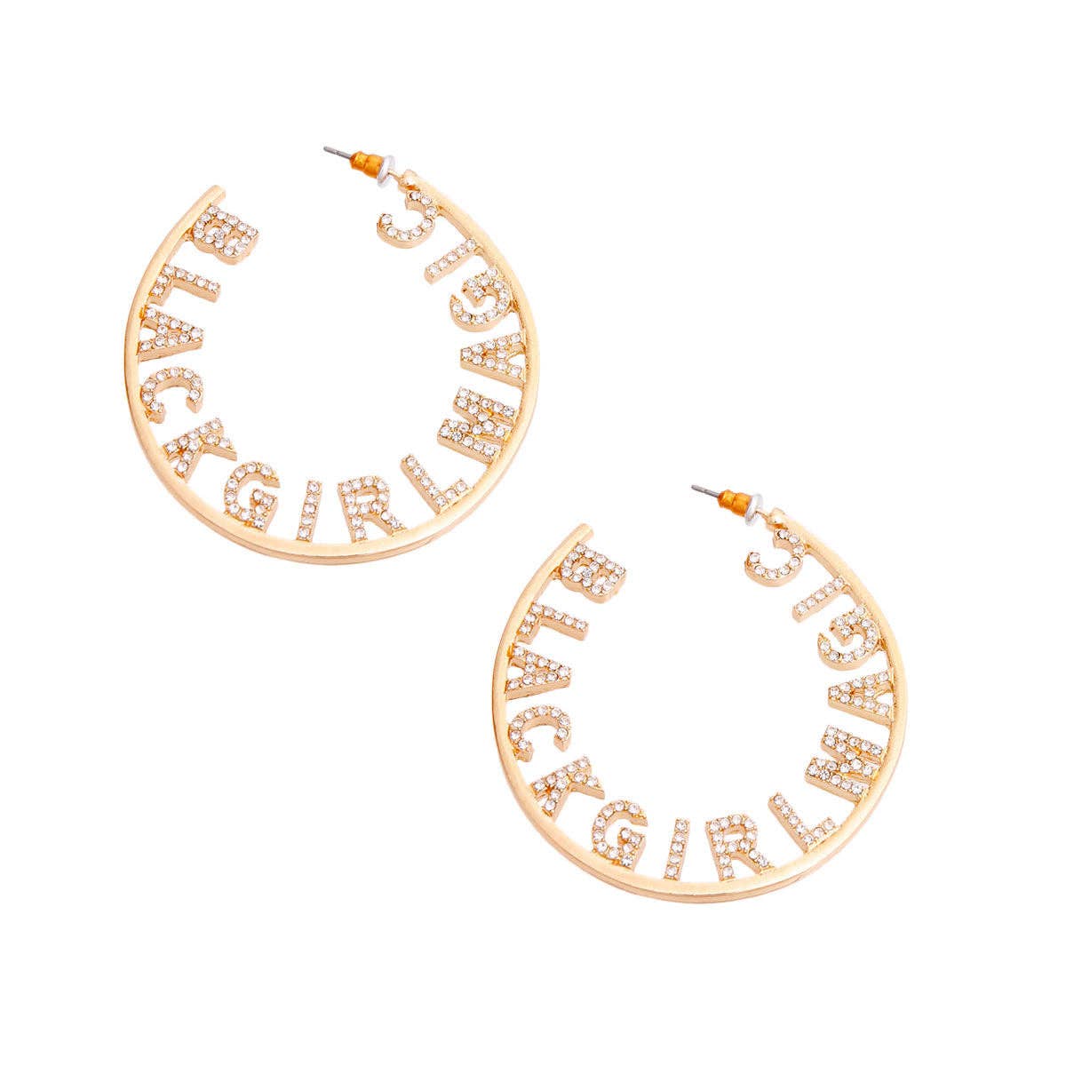 Gold BLACK GIRL MAGIC Hoops|2 inches