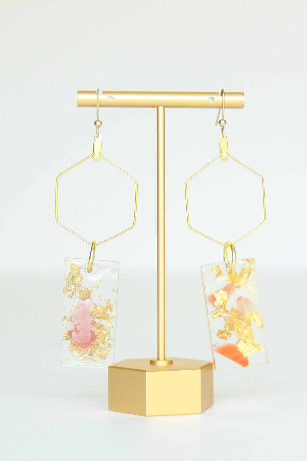 Hexagon Resin Dangle Earrings