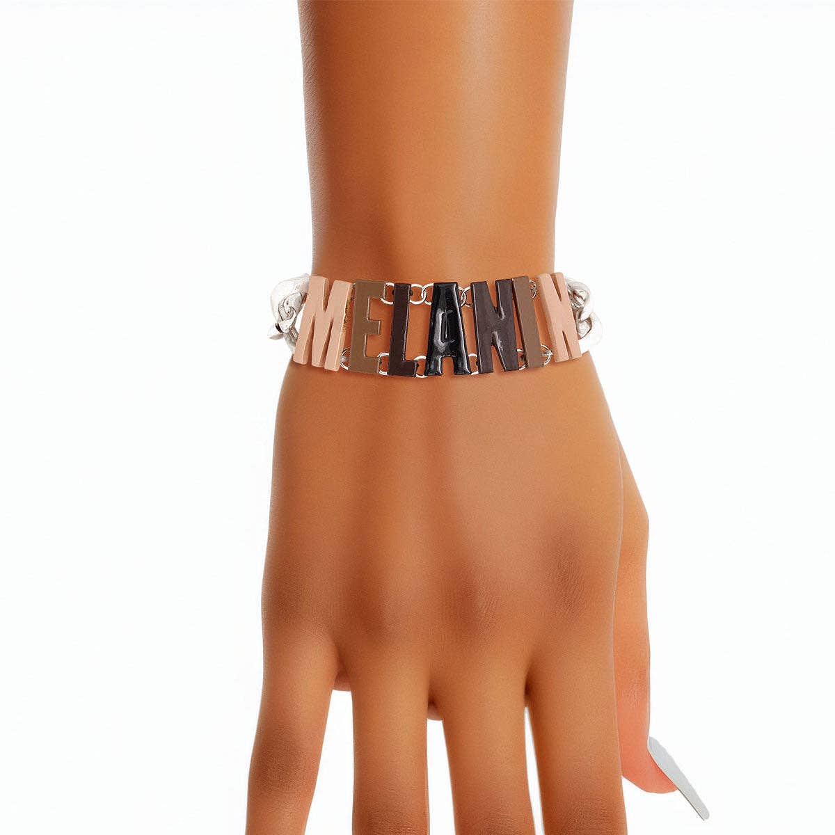MELANIN Silver Chain Bracelet|6.5 + 2.25 inches