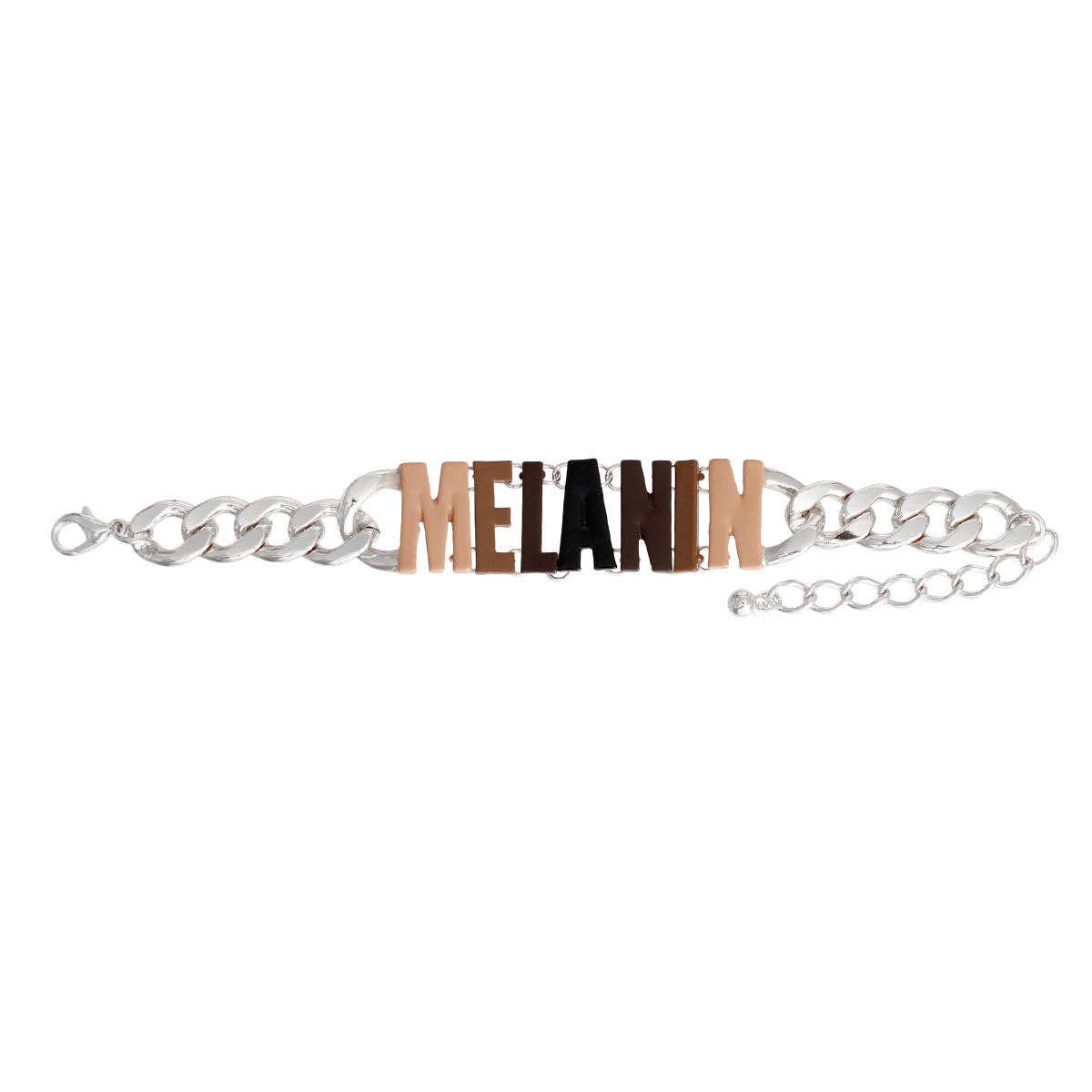 MELANIN Silver Chain Bracelet|6.5 + 2.25 inches