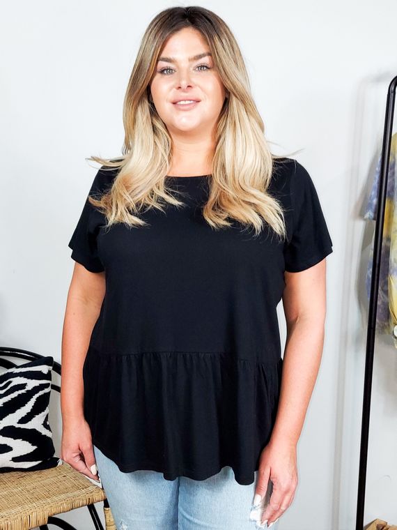 PLUS SIZE Mia Basic High Low Peplum Top