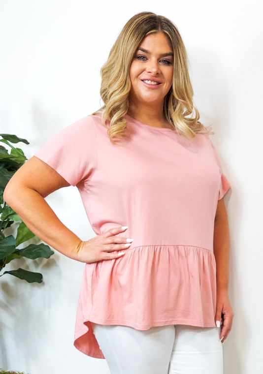 PLUS SIZE Mia Basic High Low Peplum Top
