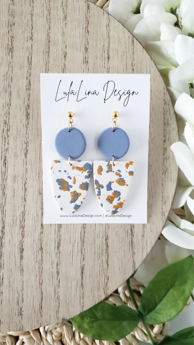 The Bridget| Clay Spring Blue and White Boho Floral Earring