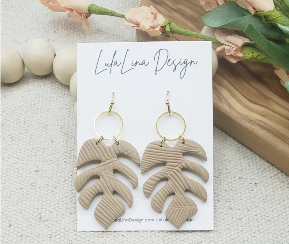 The Monstera| Polymer Leaf Dangle Earring