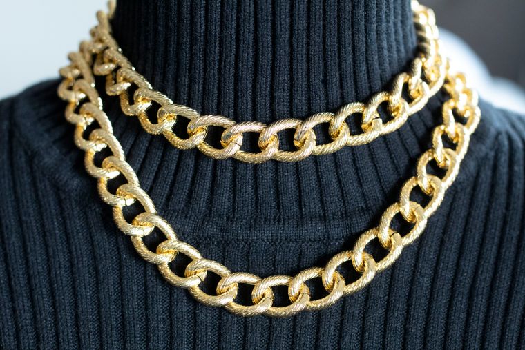 Gold Bezel Chain Layered Necklace