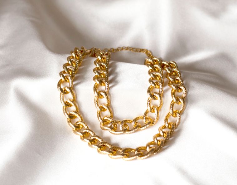Gold Bezel Chain Layered Necklace